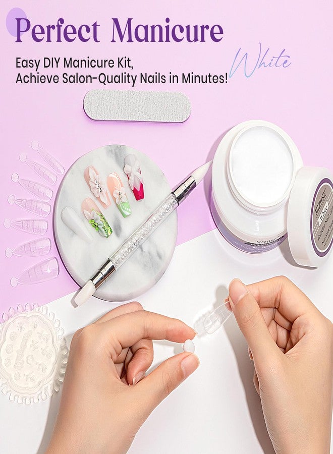 MIZHSE جيل بناء صلب MIZHSE للأظافر، 60 جرام جل أبيض ثلاثي الأبعاد لفن الأظافر، نحت غير لاصق، تمديد صلب، قابل للنقع، UV LED لصالون المانيكير أو الاستخدام المنزلي DIY - Image 4