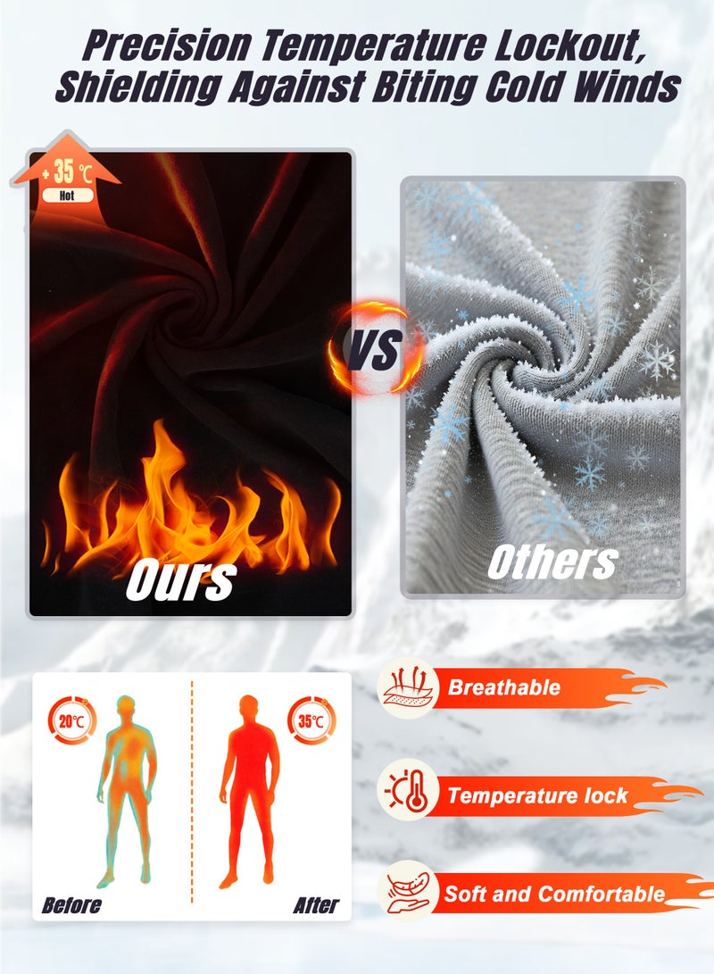 Necomi Women's Thermal Underwear Set with Fleece Lining Long-Sleeve Base Layer Top and Pants Set Wool-Lined Base Layer Pajamas Suitable for Daily Wear and Outdoor Activities like Running, Work, Skiing, Hiking, Walking (Black) - Image 3