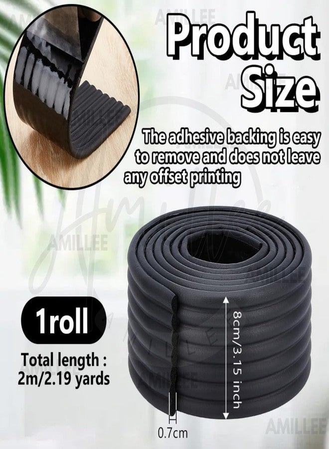 Amillee Baby Proofing Flat Edge Protector - 2 Meter Safety Strip, Furniture Adjustable Dense Edge Guard for Kids Safety, High Shock Absorbent Edges Protector, Baby Safety Products (Black) - Image 2