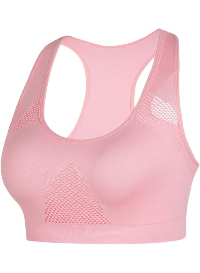 Rubik Sports Bra for Women, Padded Push Up Racerback Seamless High Impact Shockproof Quick Dry Bra for Yoga Gym Training Running Workout Fitness (X-Large, pink) - Image 1