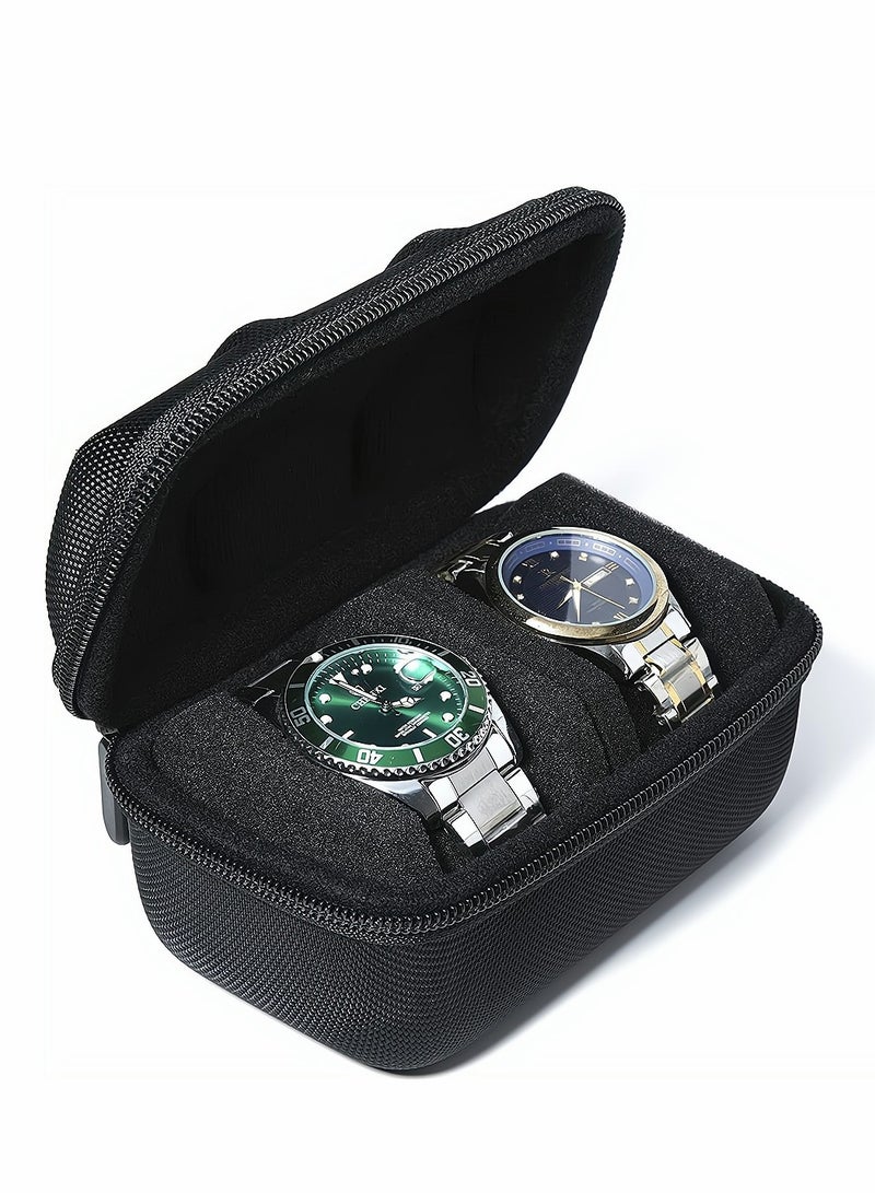 KASTWAVE Watch Travel Case, Watch Roll Case Storage and Organizer for Men and Women, Zipper Watch Box with Anti-move Watch Pillow, Black, 2 Slot, Not Include Watch - Image 4