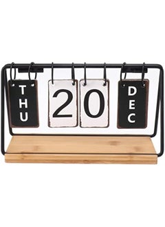 Generic Desk Calendar, Standing Flip Wooden Metal Perpetual Flip Calendar with Day, Date and Month Display, Daily Flip Calendar Date Blocks for Desk, Office Desktop Housewarming Gift  - Image 1