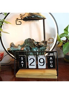 Generic Desk Calendar, Standing Flip Wooden Metal Perpetual Flip Calendar with Day, Date and Month Display, Daily Flip Calendar Date Blocks for Desk, Office Desktop Housewarming Gift  - Image 2