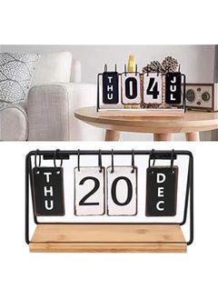 Generic Desk Calendar, Standing Flip Wooden Metal Perpetual Flip Calendar with Day, Date and Month Display, Daily Flip Calendar Date Blocks for Desk, Office Desktop Housewarming Gift  - Image 5