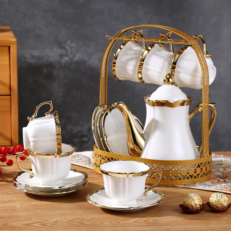 European-Style Ceramic Coffee Set Coffee Cup And Saucer High-Grade Phnom Penh English-Style Afternoon Tea Set 13-Piece Water Set - Image 3