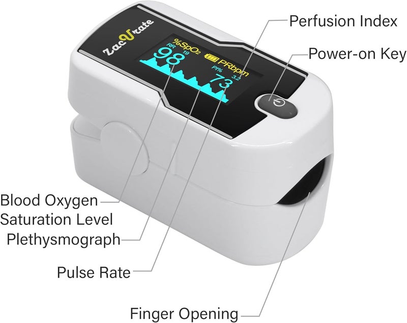 Zacurate FSAHSA Eligible 500EB Wireless Bluetooth Fingertip Blood Pulse Oximeter Monitor with FREE App SpO2 Heart Rate Plethysmograph and Perfusion Index Finger Oxygen Sensor Meter - Image 4