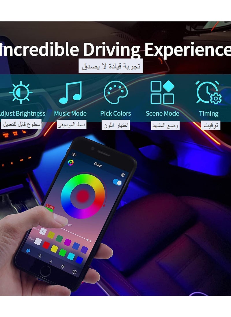 Generic RGB LED Interior Car Lights, APP Control Smart Car Lights Music Mode Waterproof Interior with 4 PCS 72LEDS RGB Under Dash Charger DC 12V  - Image 3