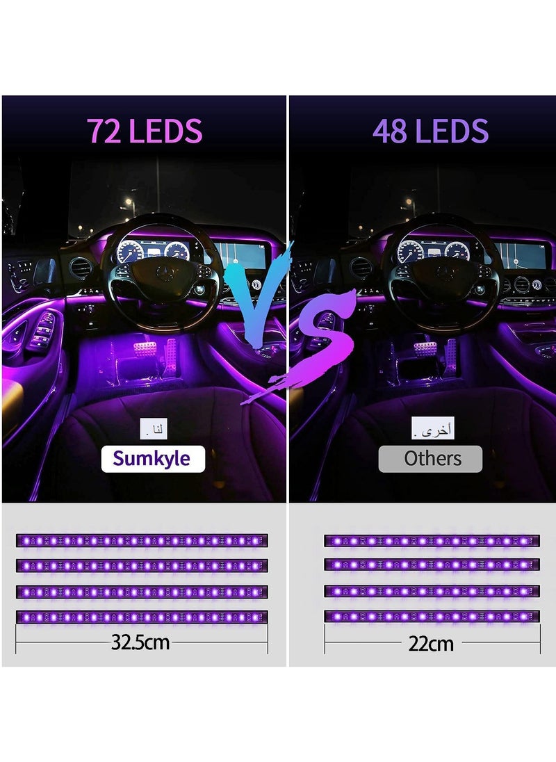 Generic RGB LED Interior Car Lights, APP Control Smart Car Lights Music Mode Waterproof Interior with 4 PCS 72LEDS RGB Under Dash Charger DC 12V  - Image 5
