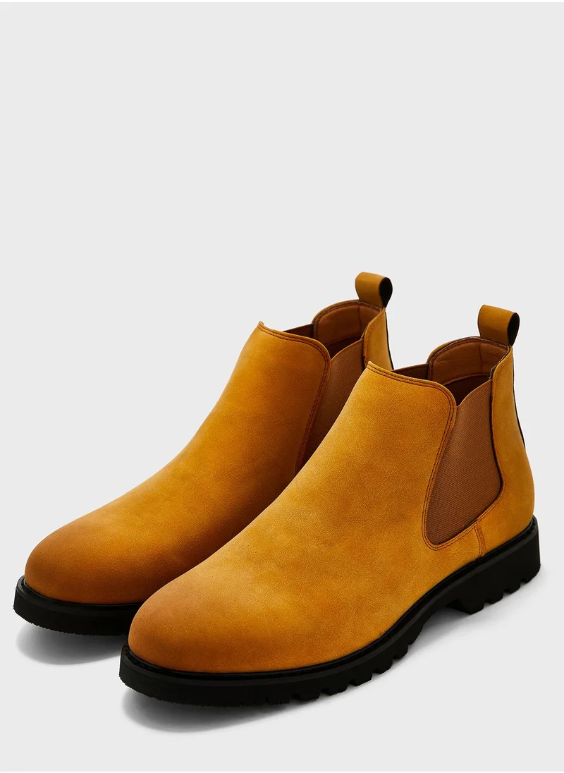 Seventy Five Faux Suede Chelsea Boots