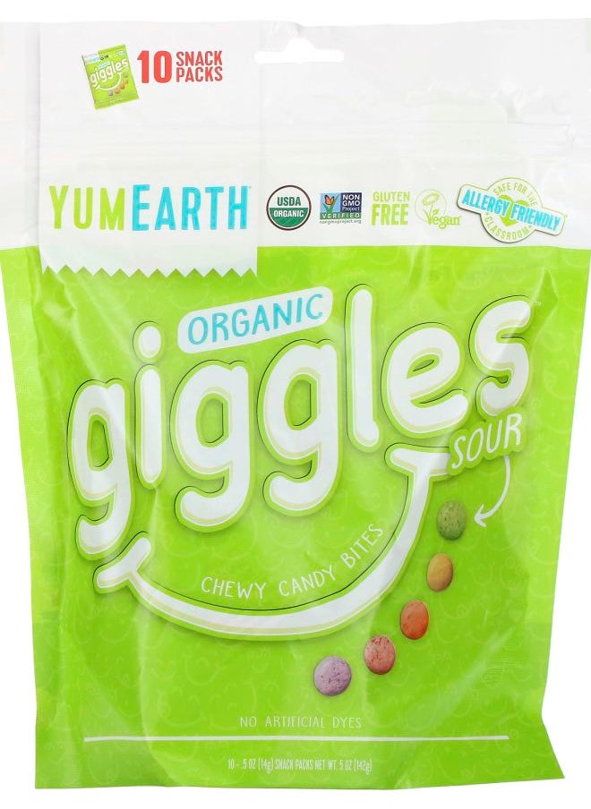YumEarth Organic Giggles Sour 10 Snack Packs 0.5 oz (14 g) Each 
