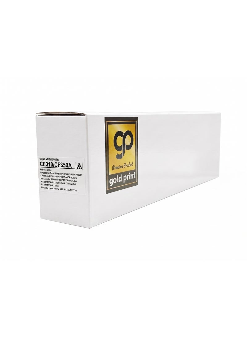 طباعة الذهب Gold Print Premium Universal Toner CE310 126a, CF350A 130A For Use With: HP Laserjet Pro CP1021, CP1022, CP1023, CP1025, CP1025nW, CP1026nW, CP1027mw, CP1028w, HP LaserJet 200 color MFP M175nw, M175al, M175b, M175c, M175e, M175p, M175r, M275s, M275, M275u, M275nw, HP Color LaserJet Pro MFP M176n, M177fw,  (1300 Page) - Image 1