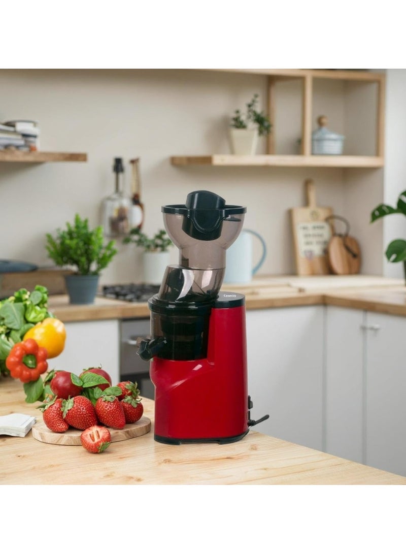 Tradeo Electric Slow Juicer, Cold Press Masticating Design, Large Feed Chute, Red and Black - Image 2