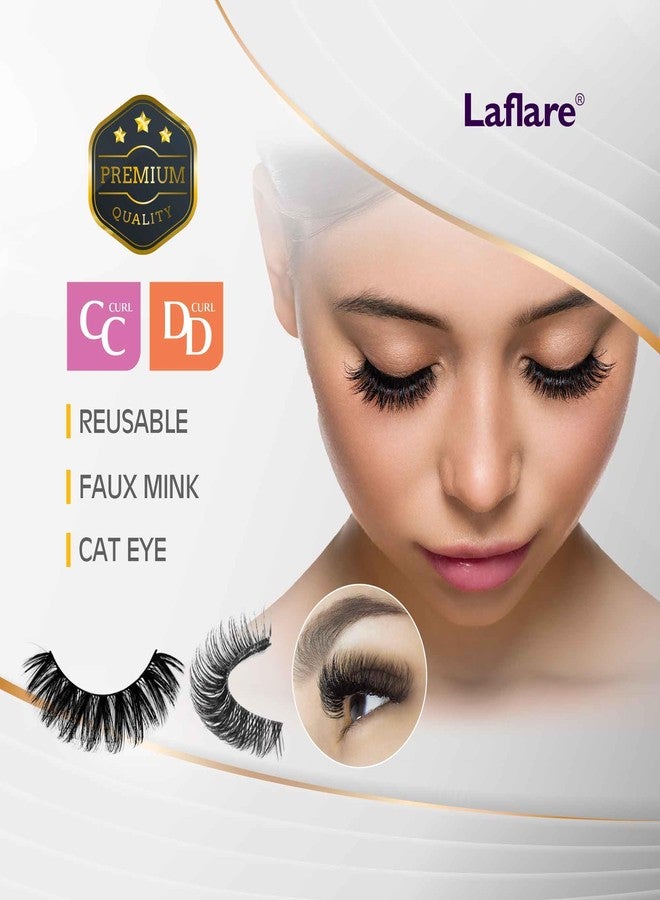 Laflare 3D Russian Max Volume Wispy, Fluffy, Lightweight, Handmade DD Curl Lashes 3 Packs with lash Adhesive and Remover All In One Complete Kit (FDD07X5C) - Image 5