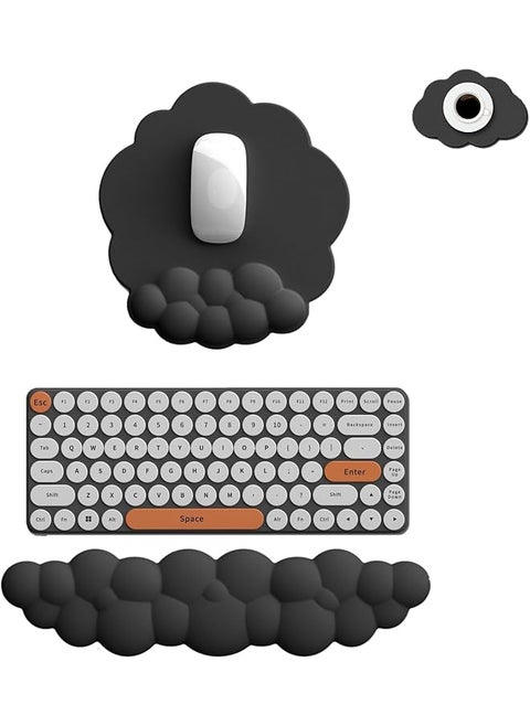Cloud Mouse Pad with Wrist Rest, Arm Rest Keyboard Wrist Pad, Keyboard Wrist Rest for Computer Keyboard Gaming，Cloud Mouse Pad Wrist Support, Ergonomic Cloud Keyboard Mouse Wrist Support (Black)