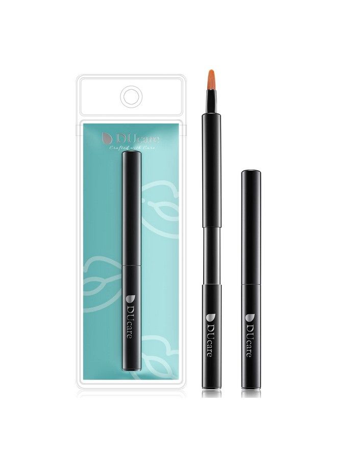 DUcare Lip Brush Retractable Professional Lipstick Brush Travel Portable Vanity Lip Scrub Brush Gloss Makeup Brush Tool (Black)  - Image 1