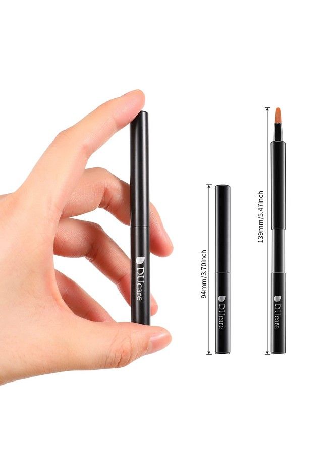 DUcare Lip Brush Retractable Professional Lipstick Brush Travel Portable Vanity Lip Scrub Brush Gloss Makeup Brush Tool (Black)  - Image 5