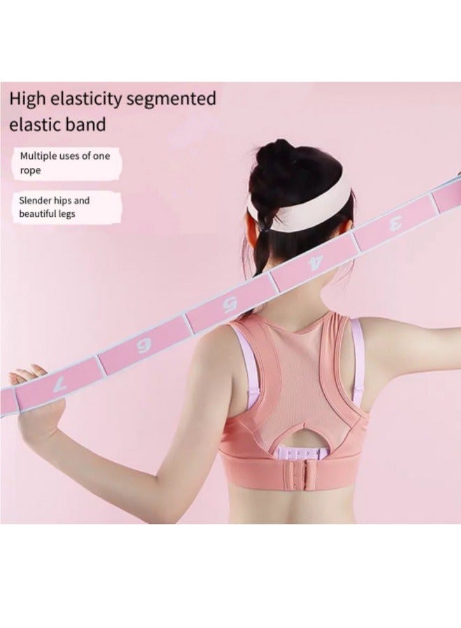 Yoga Elastic Band Open Shoulder Beauty Back Fitness Resistance Band Segmented Digital Stretching Belt Tension Rope Pink - Image 2