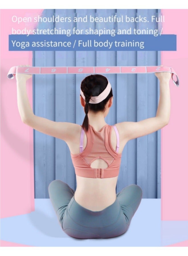 Yoga Elastic Band Open Shoulder Beauty Back Fitness Resistance Band Segmented Digital Stretching Belt Tension Rope Pink - Image 3