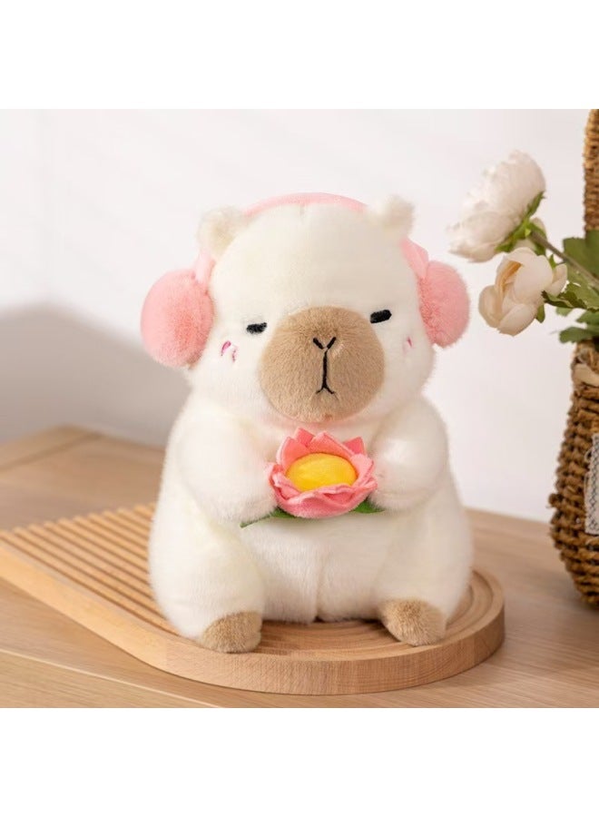 Cute Buddha-shaped Flat-Air Capybara Doll And Vegetable Capybara Doll Creative Capybara Gift For Children-Specifications:Capybara-White-Lotus Style-Color:25cm  - Image 1