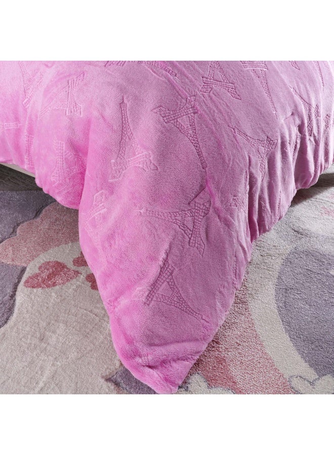 Pan Home Eiffel Tower 4-Piece  Comforter Set With Toy135X220Cm - Pink - Image 1