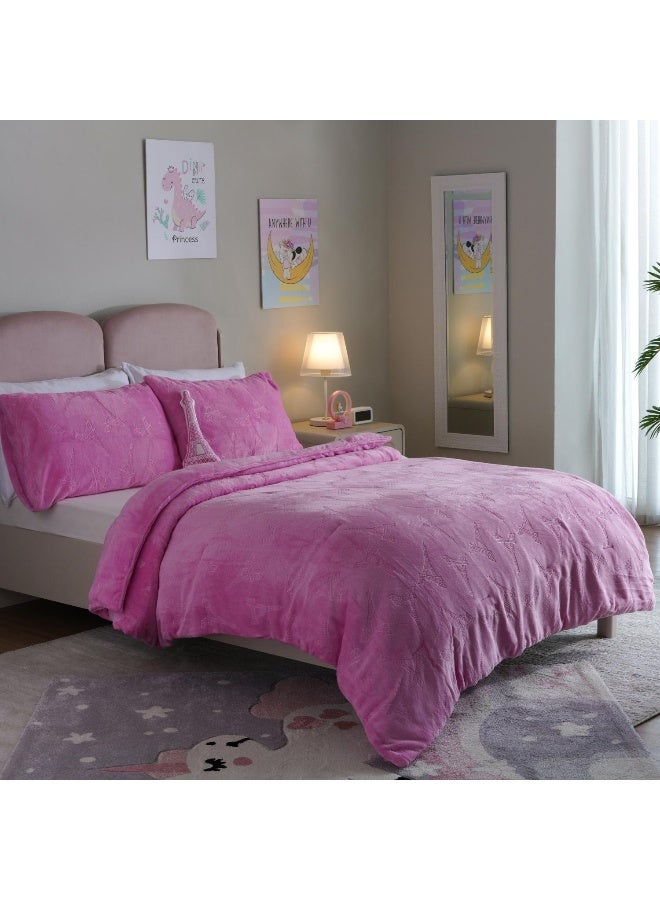 Pan Home Eiffel Tower 4-Piece  Comforter Set With Toy135X220Cm - Pink - Image 5