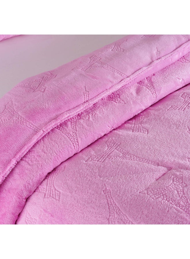 Pan Home Eiffel Tower 4-Piece  Comforter Set With Toy135X220Cm - Pink - Image 2