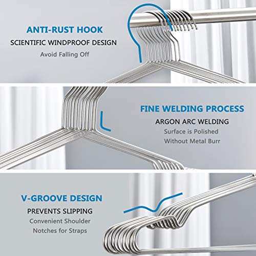 Fayleeko Wire Coat Hangers - 17.7 Inch Heavy Duty Stainless Steel Hangers (50 Pack) - Image 3
