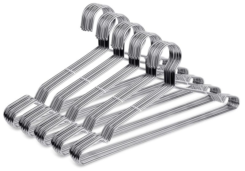 Fayleeko Wire Coat Hangers - 17.7 Inch Heavy Duty Stainless Steel Hangers (50 Pack) - Image 1