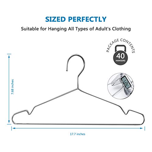 Fayleeko Wire Coat Hangers - 17.7 Inch Heavy Duty Stainless Steel Hangers (50 Pack) - Image 4