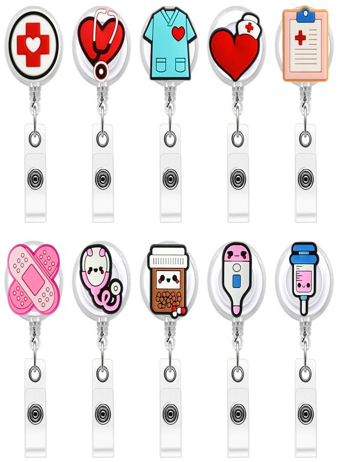 YEALQUE 30 Pack Trendy Nurse Badge Reel Holder Retractable Nursing ID Badge Reels Clips Cute for Nurses Doctor Medical Health Hospital Office Worker Gifts - Image 1