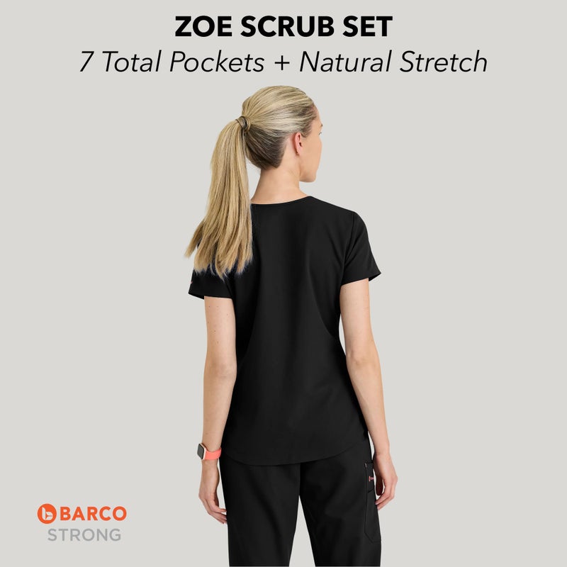 BARCO STRONG Zoe Classic Fit Scrub Top & Pant Set for Women â€“ Black, Up to 70Â°C Wash, Natural Stretch, Moisture Wicking, Anti-Static, Quick-Shed â€“ Medium, Petite Fit - Image 2