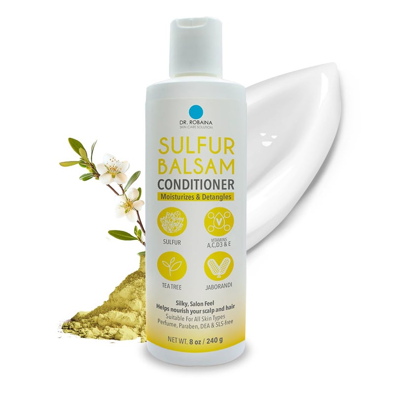 Dr Robaina Sulfur Balsam Conditioner  Hydrating and Detangling Sulfur Conditioner for Sensitive Scalp  Soothes Seborrheic Dermatitis and Psoriasis  Made in the USA Pack of 1