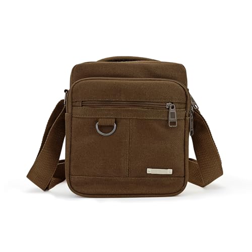WisePoint Mens Crossbody Bag, Canvas Messenger Bag for Men, Vintage Shoulder Bag with Adjustable Strap and Handle (brown) - Image 1