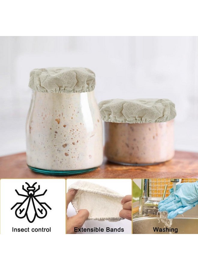 دانزي إكس مجموعة من 4 أغطية برطمانات العجين المخمر من DanziX، غطاء تخمير الخبز قابل لإعادة الاستخدام وجيد التهوية، أغطية برطمانات قماشية تناسب فم البرطمانات من 3 إلى 4 بوصات - Image 4