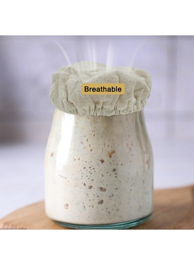 دانزي إكس مجموعة من 4 أغطية برطمانات العجين المخمر من DanziX، غطاء تخمير الخبز قابل لإعادة الاستخدام وجيد التهوية، أغطية برطمانات قماشية تناسب فم البرطمانات من 3 إلى 4 بوصات - Image 3