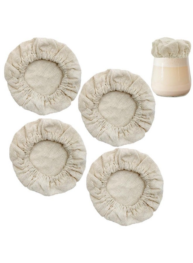 دانزي إكس مجموعة من 4 أغطية برطمانات العجين المخمر من DanziX، غطاء تخمير الخبز قابل لإعادة الاستخدام وجيد التهوية، أغطية برطمانات قماشية تناسب فم البرطمانات من 3 إلى 4 بوصات - Image 1