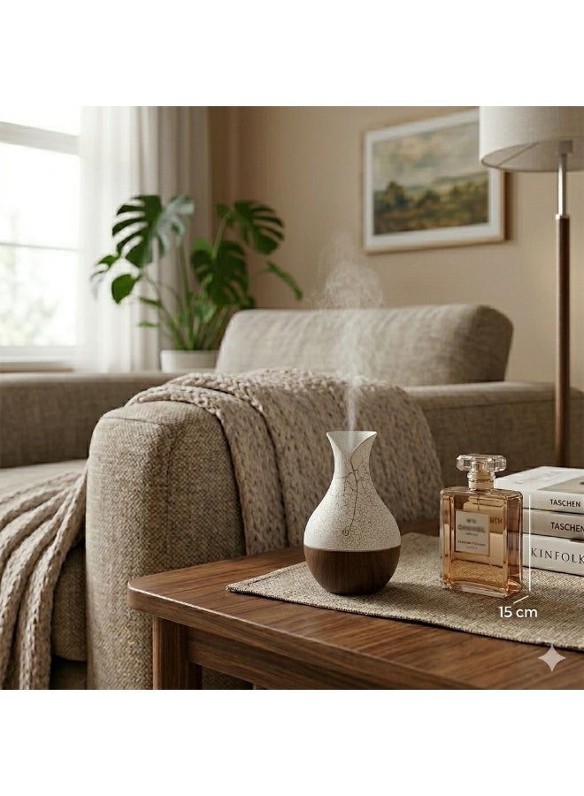 MINI HUMIDIFIER QH 216 - SL-003 Ceramic Aroma Diffuser – Ultrasonic Cool Mist, 7 LED Colors, Auto Shut-Off Timer, USB Air Humidifier for Home, Bedroom, Baby Room & Car - Beige - Image 3