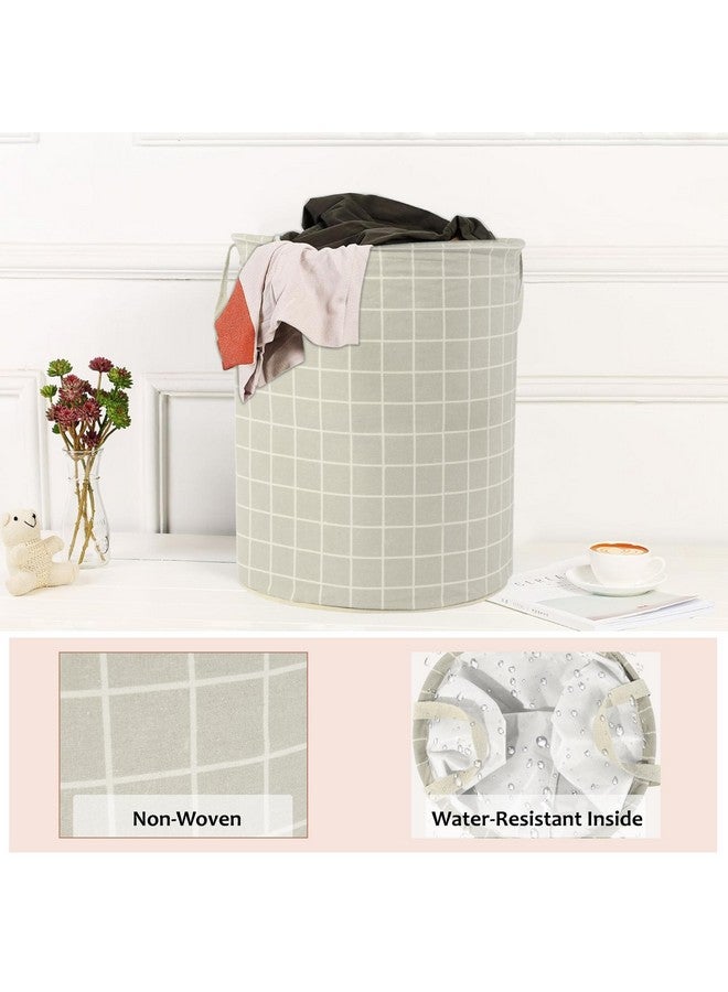 Kuber Industries (Pack of 2) Laundry Basket (60 LTR) Cotton Round Laundry Hamper (Check-Print) Clothes Storage Bag | Toy Storage Basket for Cloth | Foldable Laundry Bag | Light & Dark Grey - Image 4
