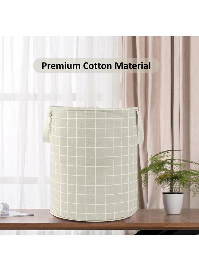 Kuber Industries (Pack of 2) Laundry Basket (60 LTR) Cotton Round Laundry Hamper (Check-Print) Clothes Storage Bag | Toy Storage Basket for Cloth | Foldable Laundry Bag | Light & Dark Grey - Image 2