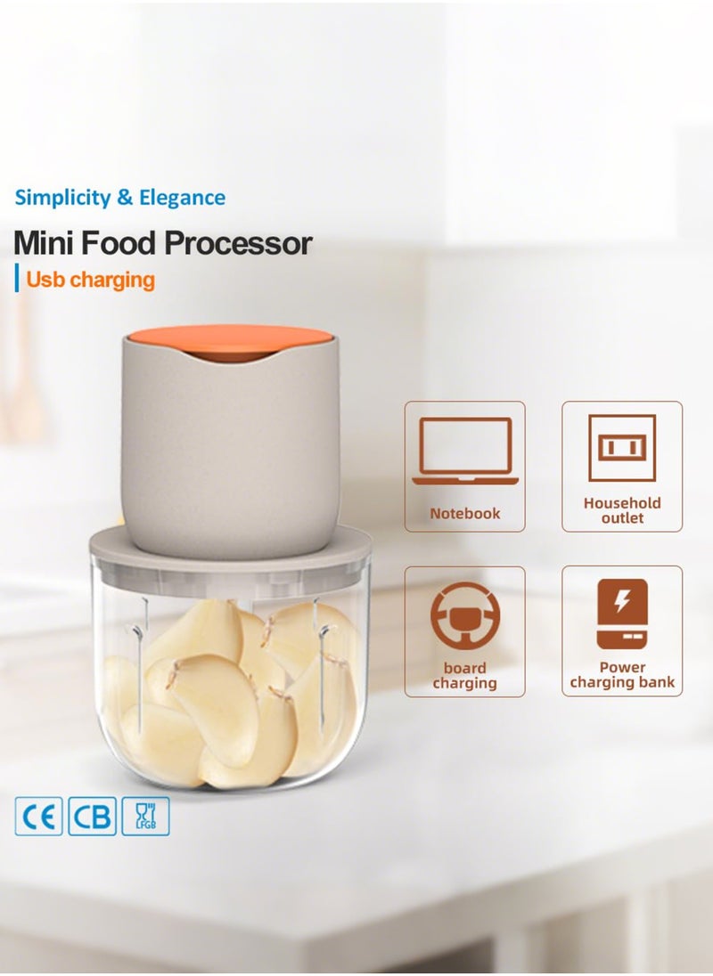 Wireless Electric Food Processor, 600ML Electric Food Chopper for Meat, Onions, Vegetables, Garlic, Complementary Food, Meat Chopper Blender