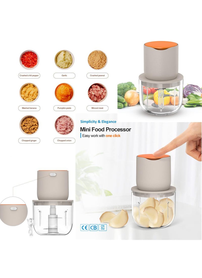 Wireless Electric Food Processor, 600ML Electric Food Chopper for Meat, Onions, Vegetables, Garlic, Complementary Food, Meat Chopper Blender