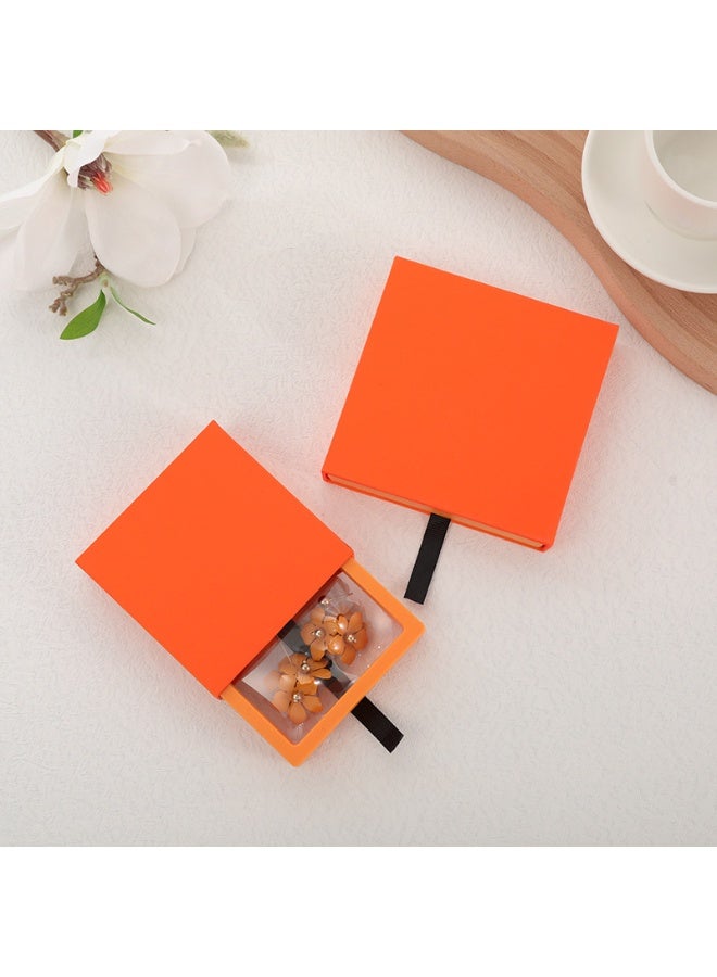 Jewelry Display Storage Box Set of 2 | Orange PE Floating Transparent Case | Ring/Bracelet/Coin/Medal/Press-On Nails Showcase Box - Image 1