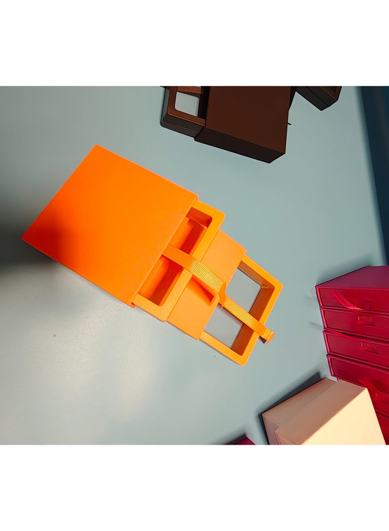 Jewelry Display Storage Box Set of 2 | Orange PE Floating Transparent Case | Ring/Bracelet/Coin/Medal/Press-On Nails Showcase Box - Image 2