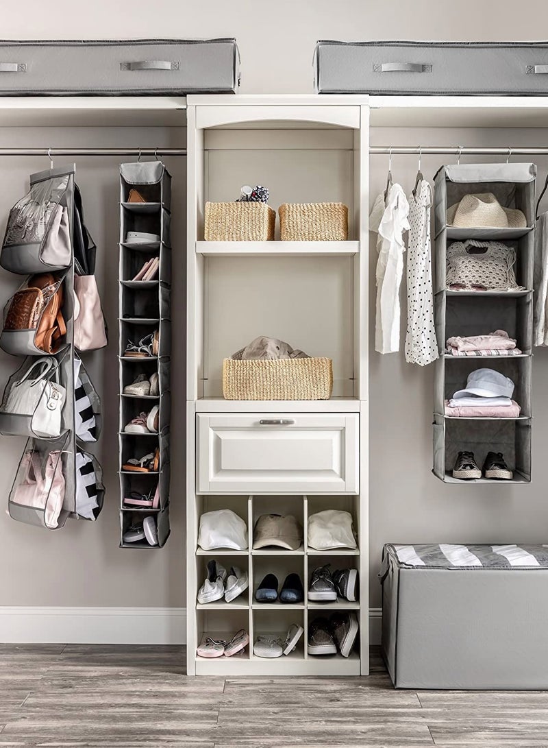 SOLARAE Hanging Purse Organizer For Closet Clear Handbag for Purses, Handbags Etc. 8 Easy Access Clear Vinyl Pockets With 360 Degree Swivel Hook, Gray, 48” L x 13.8” W - Image 3