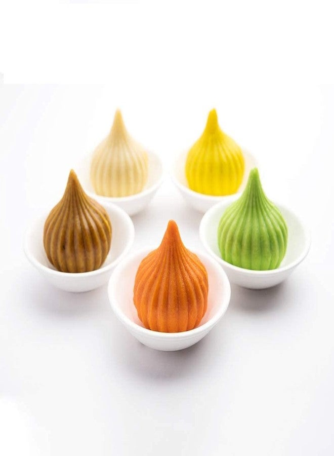 BRUSHFINCH Modak and Momos Plastic Mould Sacha for Ganesh Chaturthi Festival Modak Shape, modak Pie Chocolate Baking Candy Jelly Mould Pack of 2 Sides: 5cm and 6Cm, Medium, Random Color. - Image 4