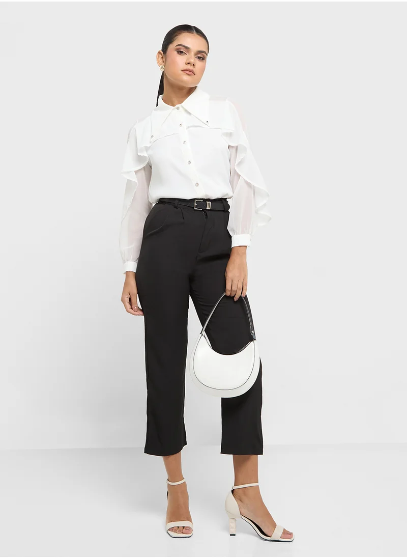 ايلا High Waisted Pants With Front Pleats