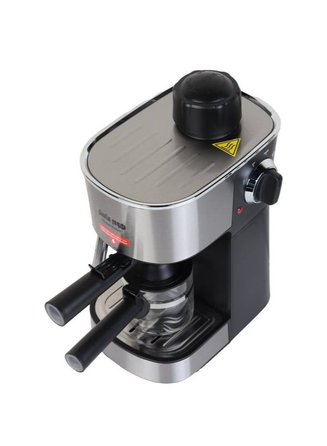 HomeMaster Espresso and Cappuccino Maker 240ml Tank Capacity 4 Cups Silver/Black 800 watts - Image 2
