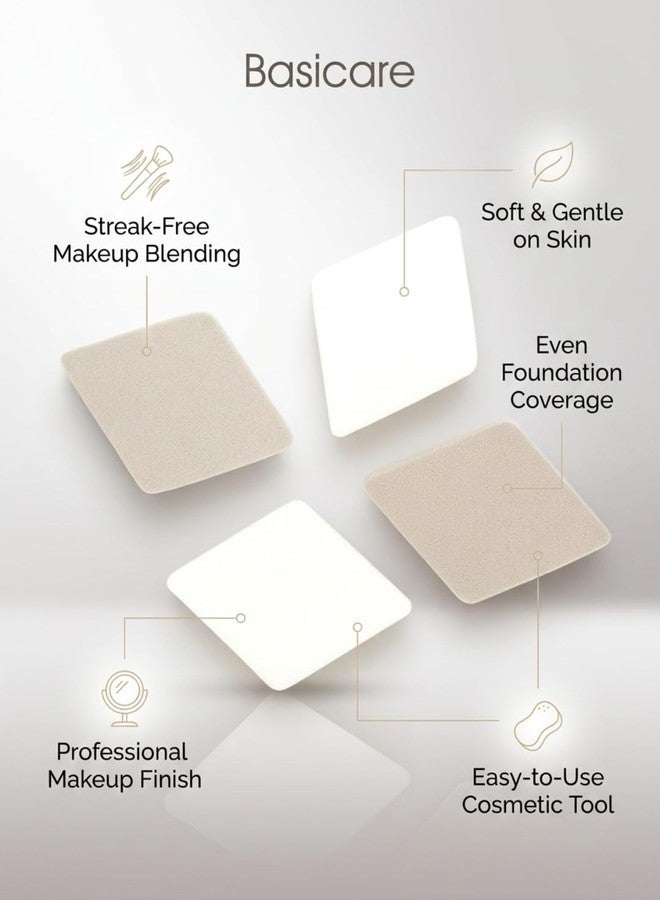 Basicare Foundation Diamonds Makeup Sponge, High-Density Foam, Streak-Free Blending, Pack of 4 - Image 1