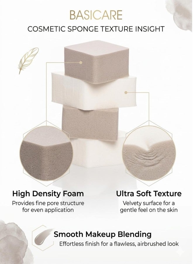 Basicare Foundation Diamonds Makeup Sponge, High-Density Foam, Streak-Free Blending, Pack of 4 - Image 4