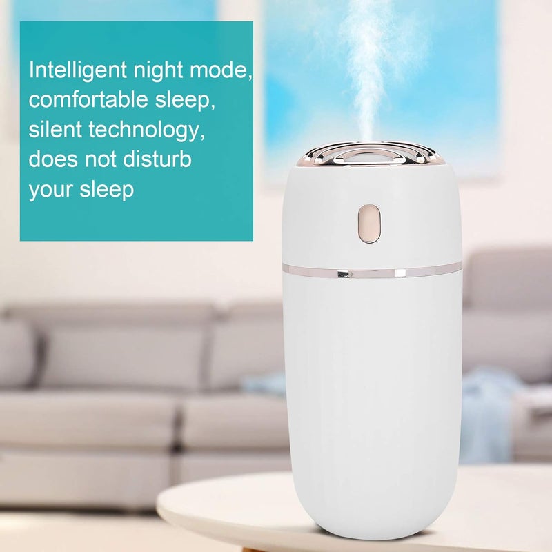 klarako 300ml Mini Mist Sprayer, USB Charging with Light Handheld Smart Humidifier for Home and Office(White) - Image 4